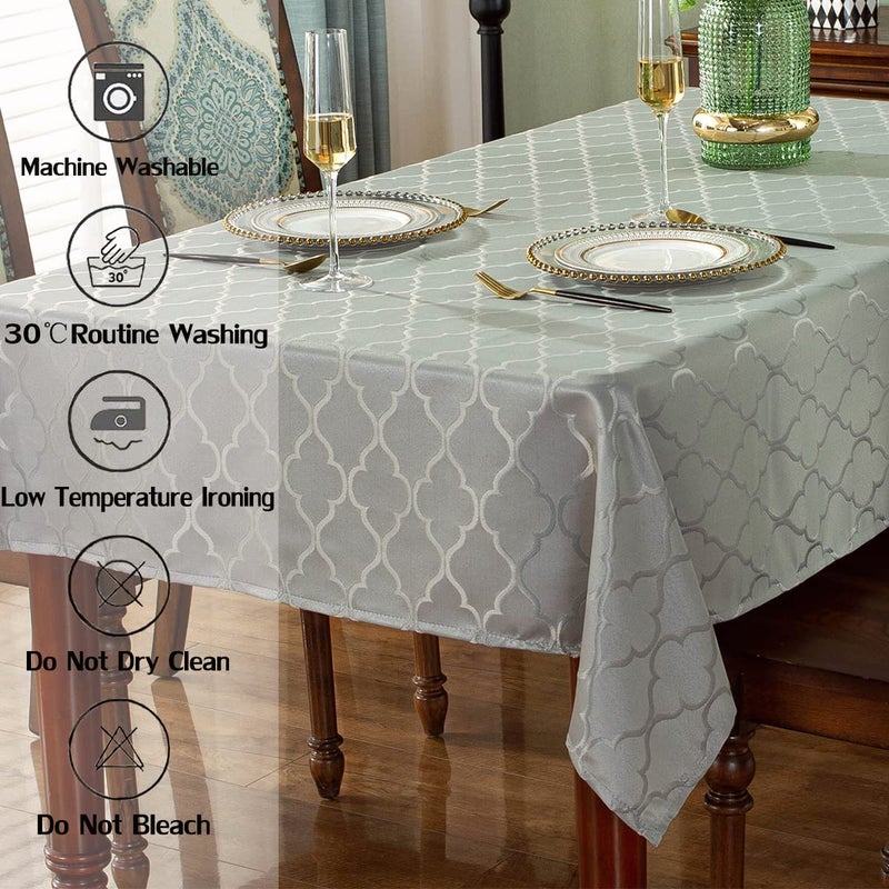 SASTYBALE Jacquard Tablecloth Damask Fabric Table Cloth Water Resistant & Wrinkle Free Spillproof Polyester Table Cover for Kitchen Dining Tabletop (Rectangle/Oblong  52"" x 70"" (4-6 Seats)  Gray) - Image 4